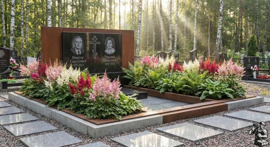 modern-memorial-grave-astilbe-flowers-landscaping